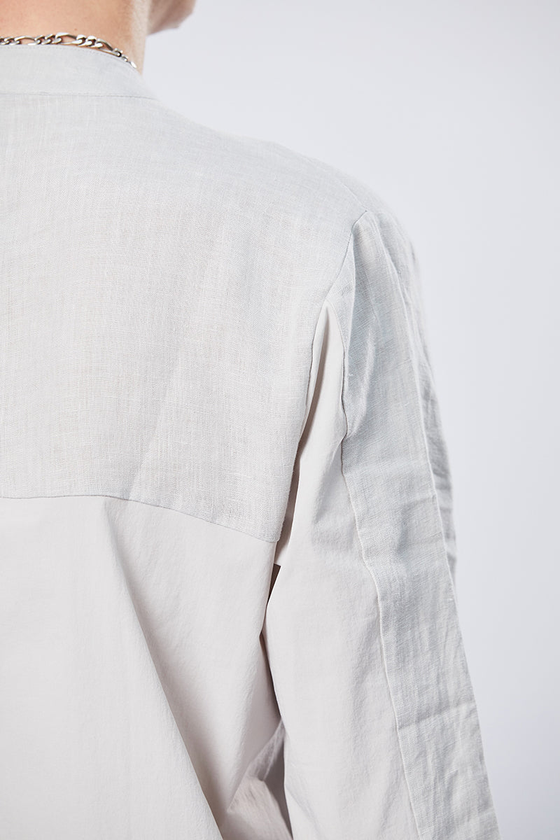 SILVER STAND UP COLLAR SHIRT