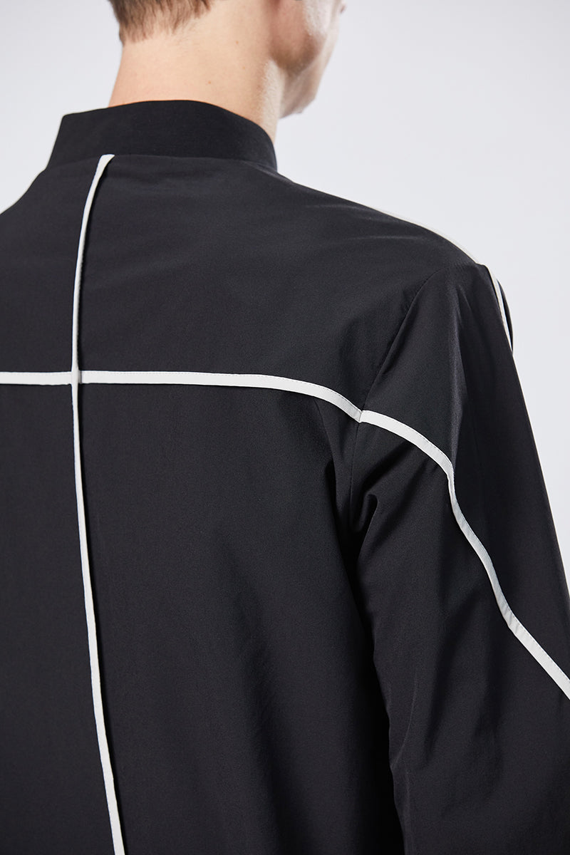 BLACK CONTRAST PIPINGS BOMBER JACKET