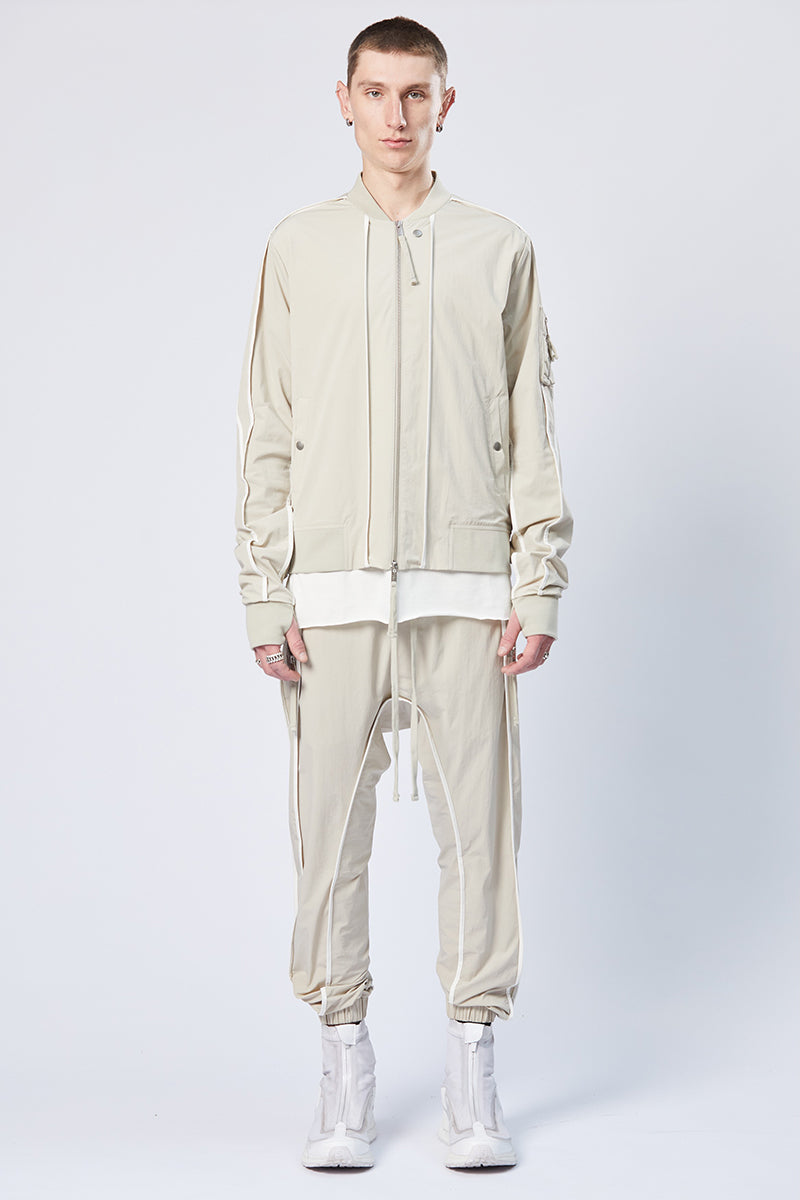 SAND CONTRAST PIPINGS BOMBER JACKET
