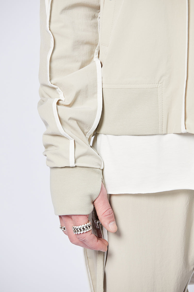 SAND CONTRAST PIPINGS BOMBER JACKET