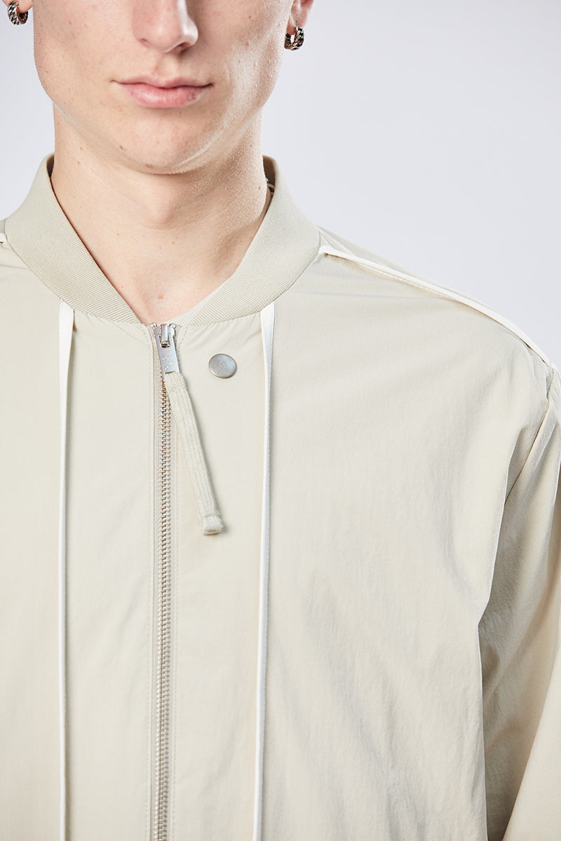 SAND CONTRAST PIPINGS BOMBER JACKET