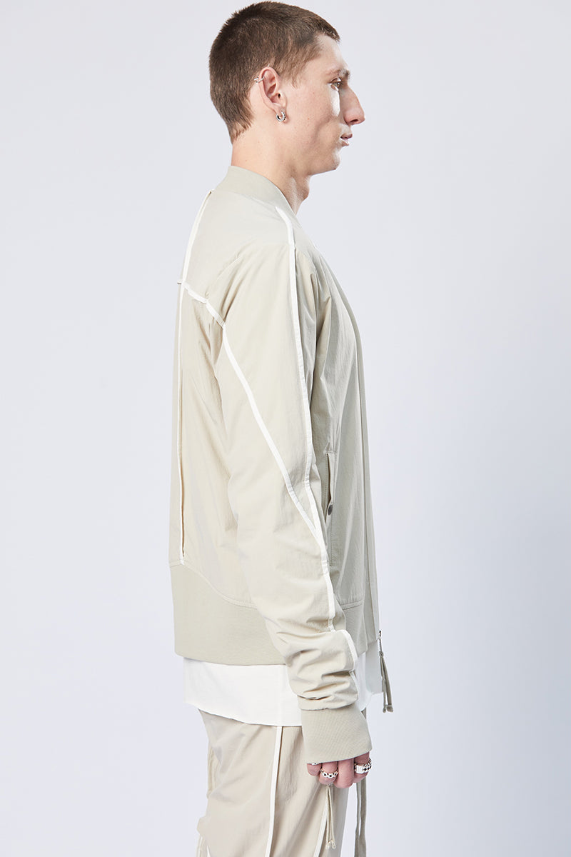 SAND CONTRAST PIPINGS BOMBER JACKET