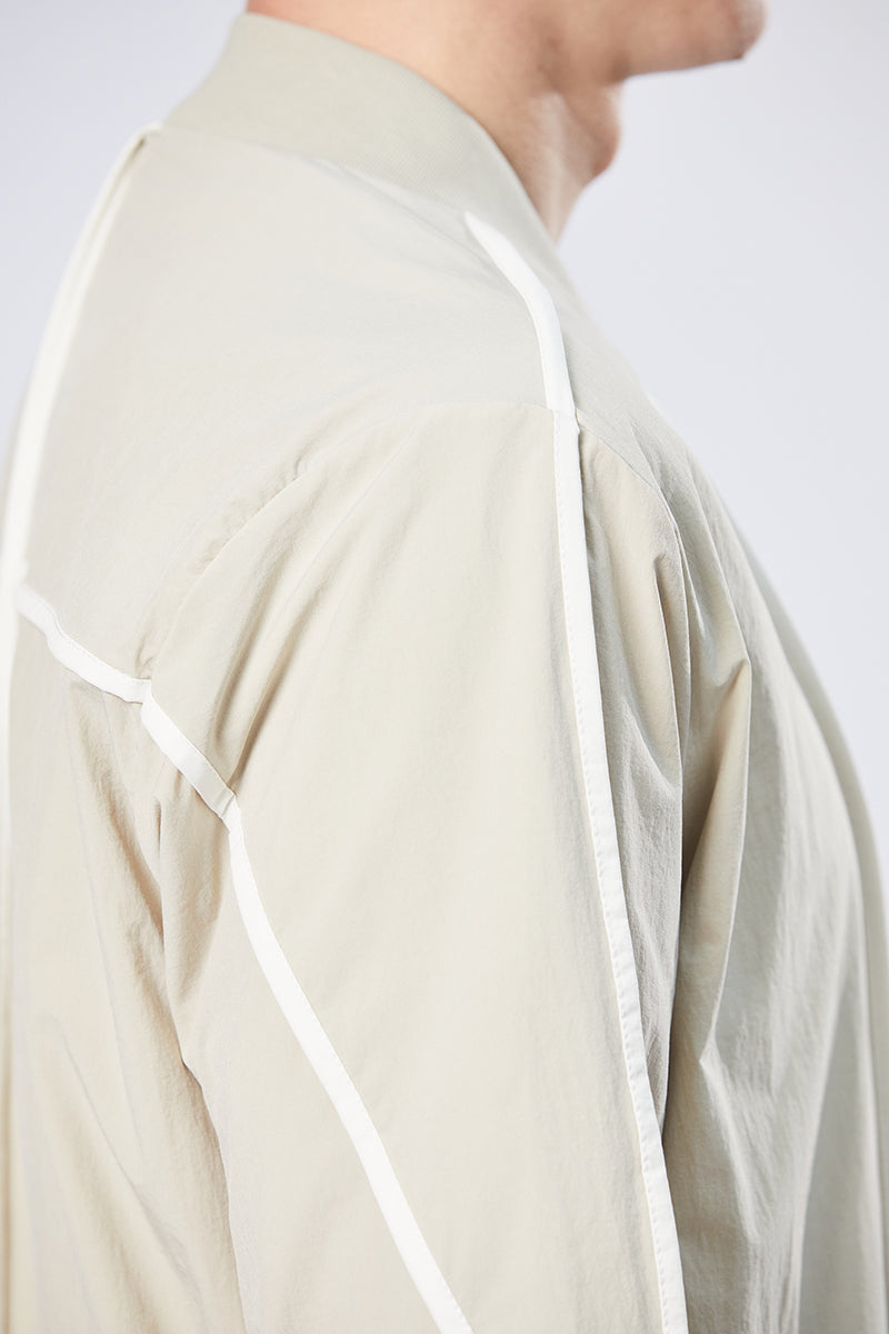 SAND CONTRAST PIPINGS BOMBER JACKET