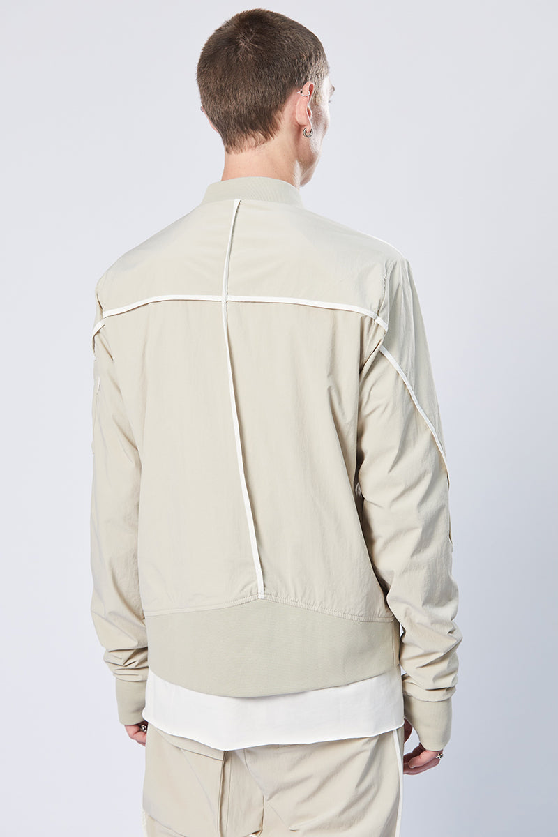 SAND CONTRAST PIPINGS BOMBER JACKET