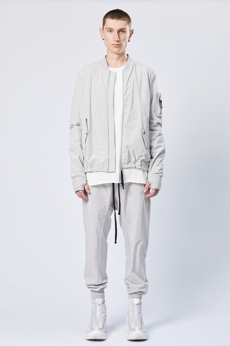 SILVER STRETCH BOMBER JACKET