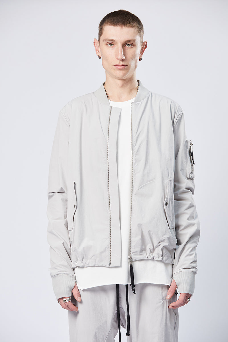 SILVER STRETCH BOMBER JACKET