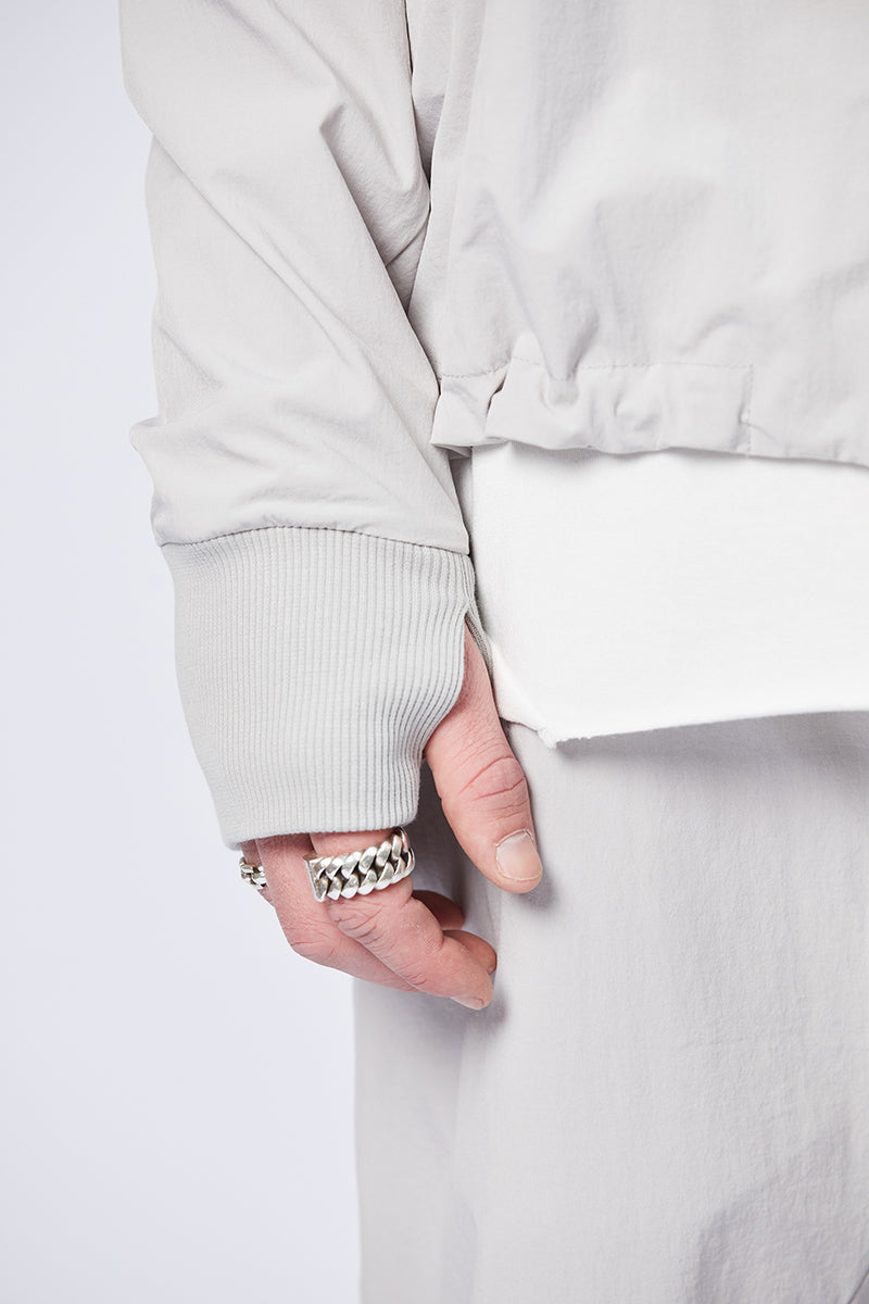 SILVER STRETCH BOMBER JACKET