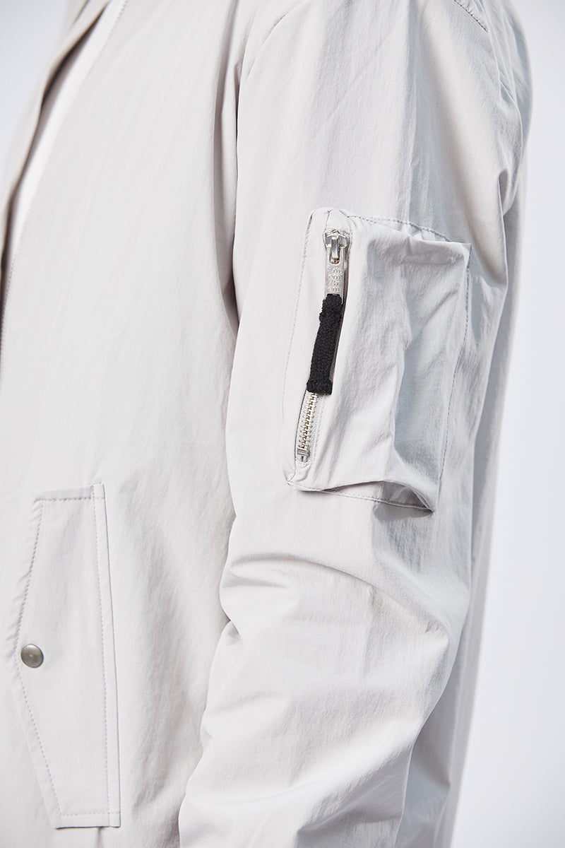 SILVER STRETCH BOMBER JACKET