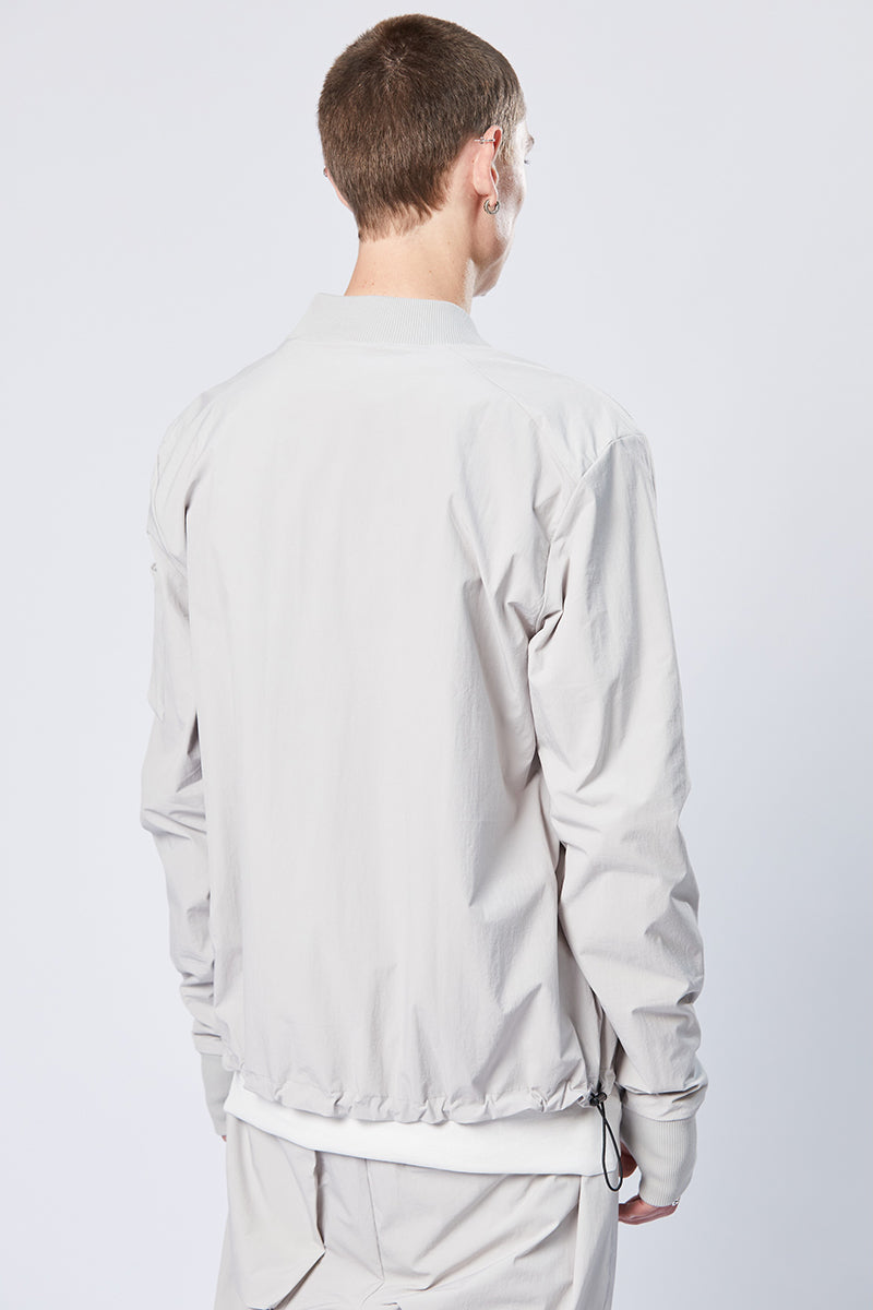 SILVER STRETCH BOMBER JACKET