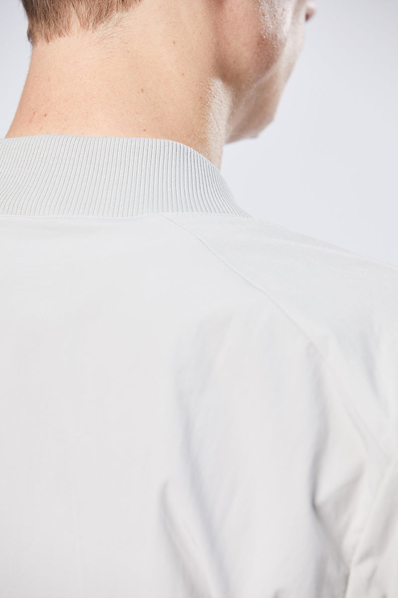 SILVER STRETCH BOMBER JACKET