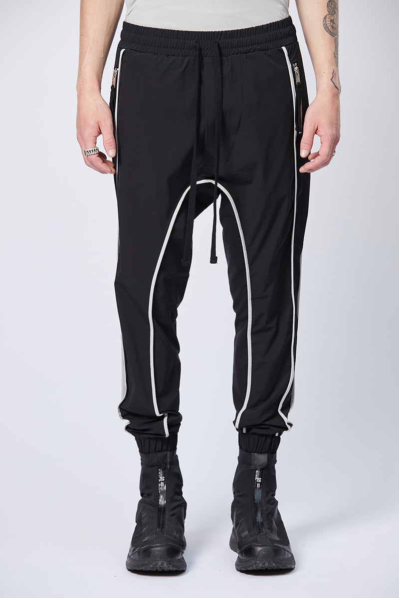 BLACK CONTRAST PIPINGS PANTS