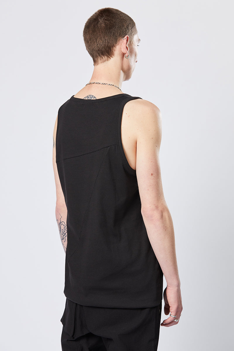 Stretch Cotton Tank Top in Black by Thom Krom