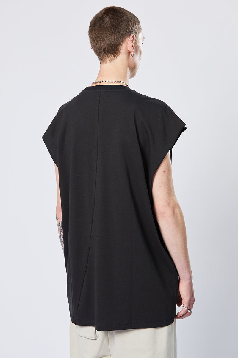 BLACK OVERSIZE SLEEVES LESS TOP
