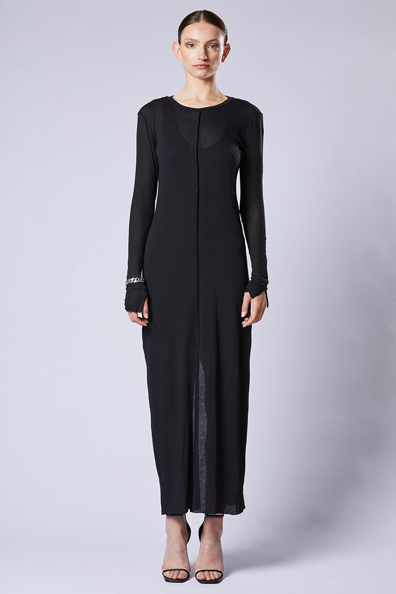 BLACK SUPER LIGHT DOUBLE LAYER DRESS