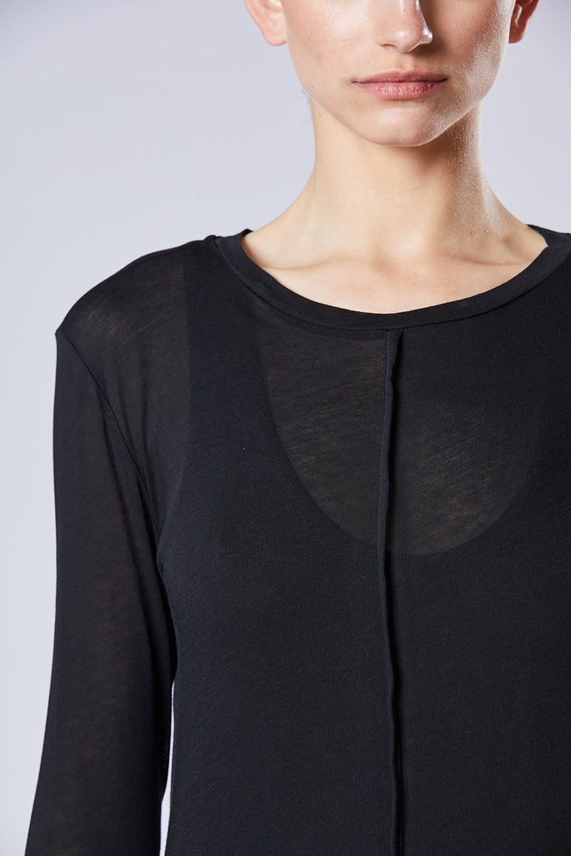 BLACK SUPER LIGHT DOUBLE LAYER DRESS