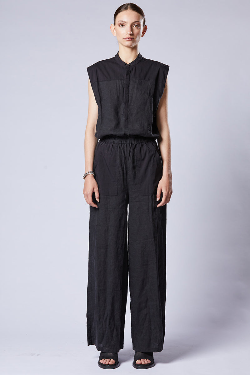 BLACK LINEN JUMPSUIT