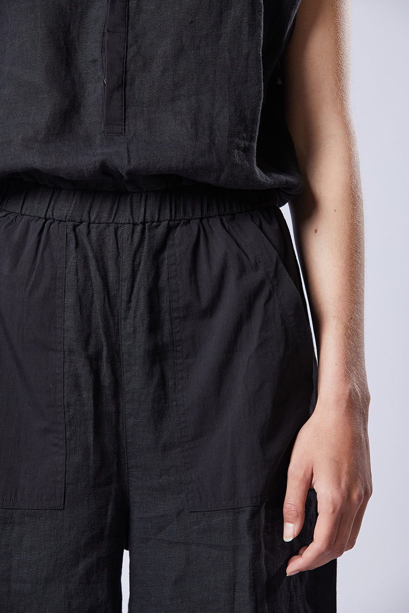 BLACK LINEN JUMPSUIT