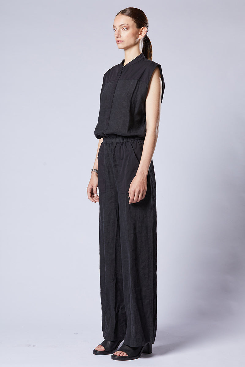 BLACK LINEN JUMPSUIT