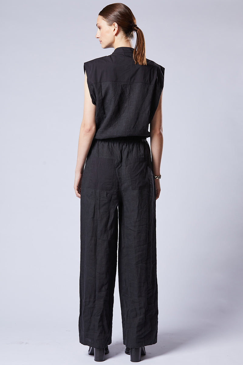 BLACK LINEN JUMPSUIT
