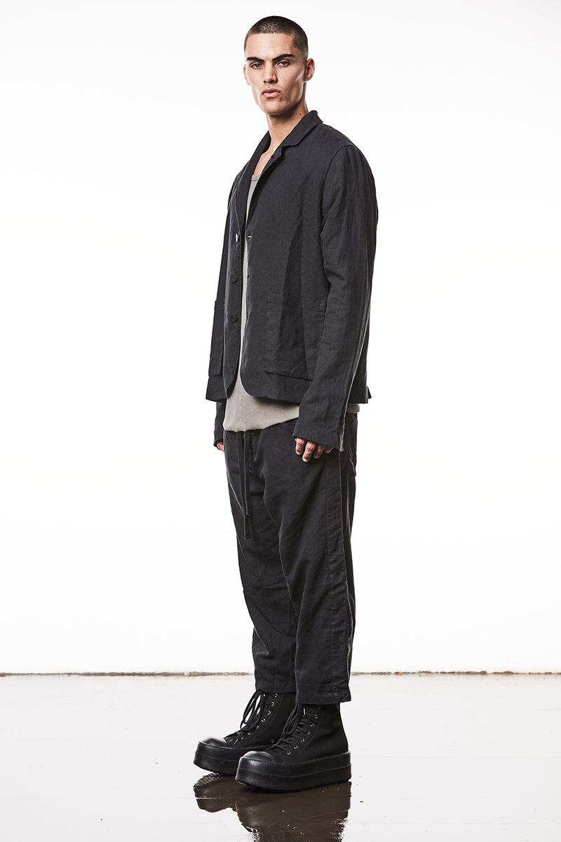 BLACK LINEN BLAZER