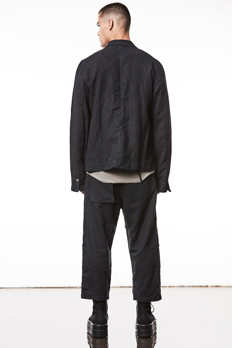 BLACK LINEN BLAZER