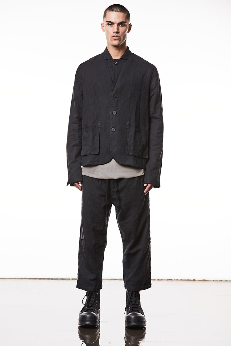 BLACK LINEN BLAZER