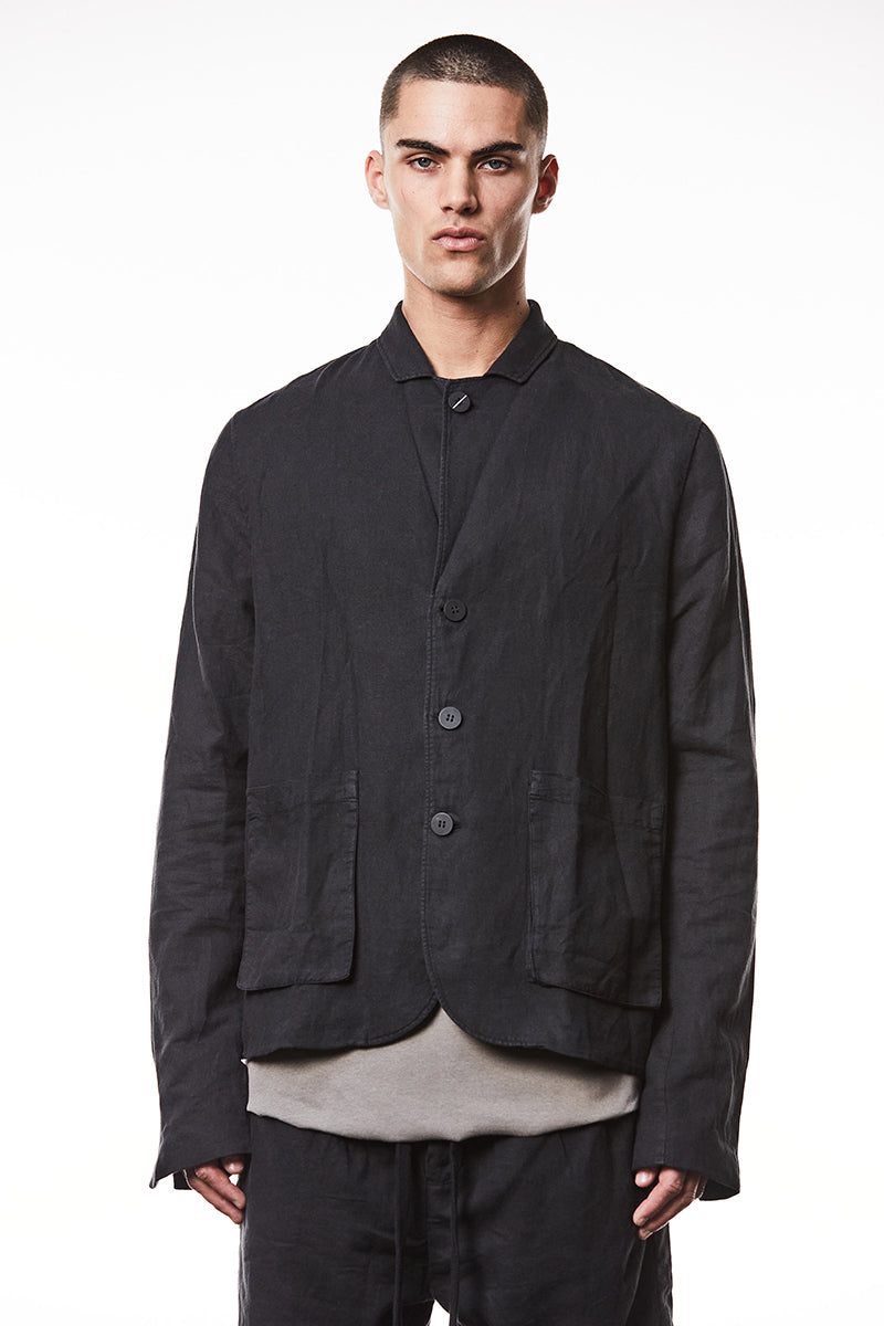 BLACK LINEN BLAZER