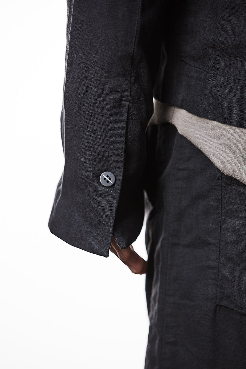 BLACK LINEN BLAZER