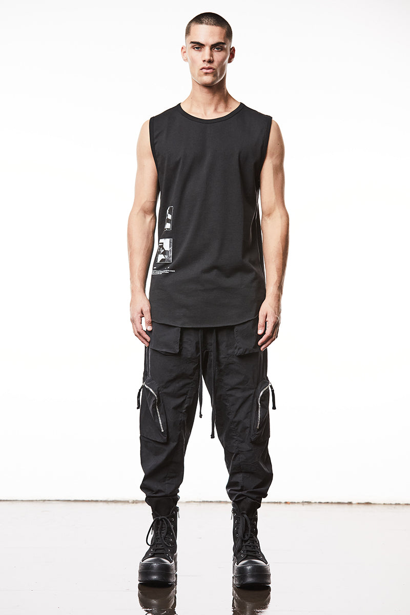 BLACK WASHED CRASHED CARGO TROUSERS