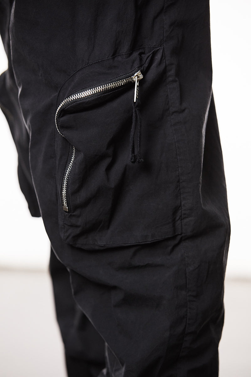 BLACK WASHED CRASHED CARGO TROUSERS