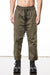 OLIVE NIGHT CRUSHED COTTON CROPPED TROUSERS