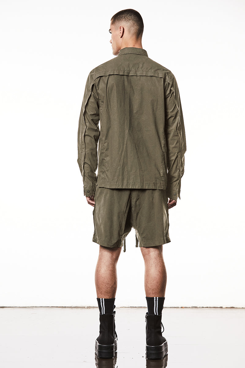 OLIVE NIGHT WASHED CRASHED SHIRT