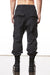 BLACK WIDE CRUSHED COTTON CARGO TROUSERS