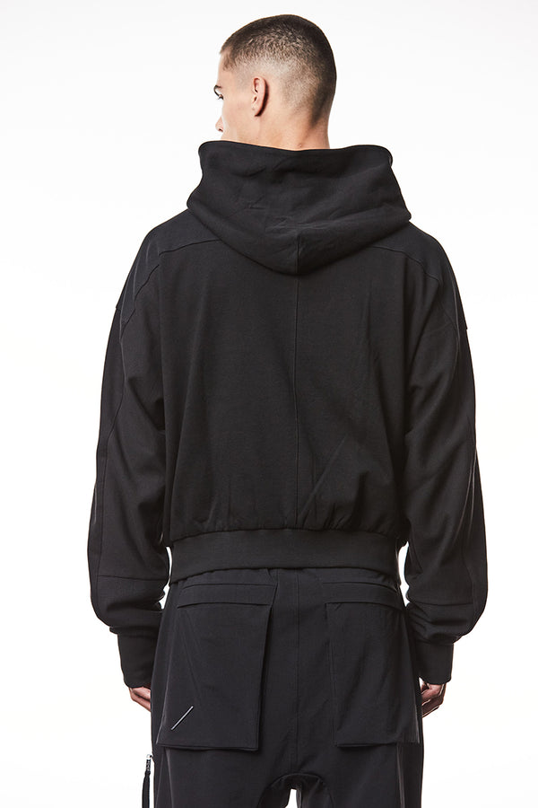 Thom Krom | Shop Online | SS25 | Black Hooded Sweat Zipped