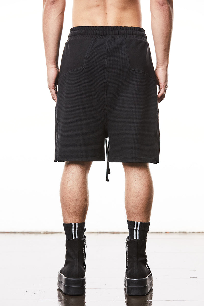 BLACK STRUCTURED SOFT JERSEY SHORTS