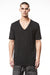 BLACK LINEN V NECK TEE