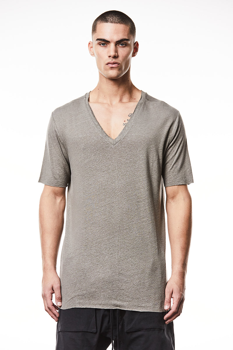 ROCK LINEN V NECK TEE