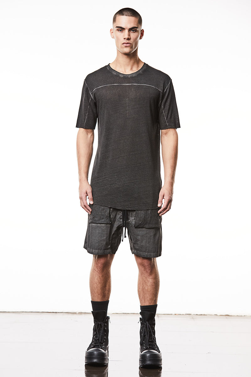 BLACK OIL SOFT LINEN TEE
