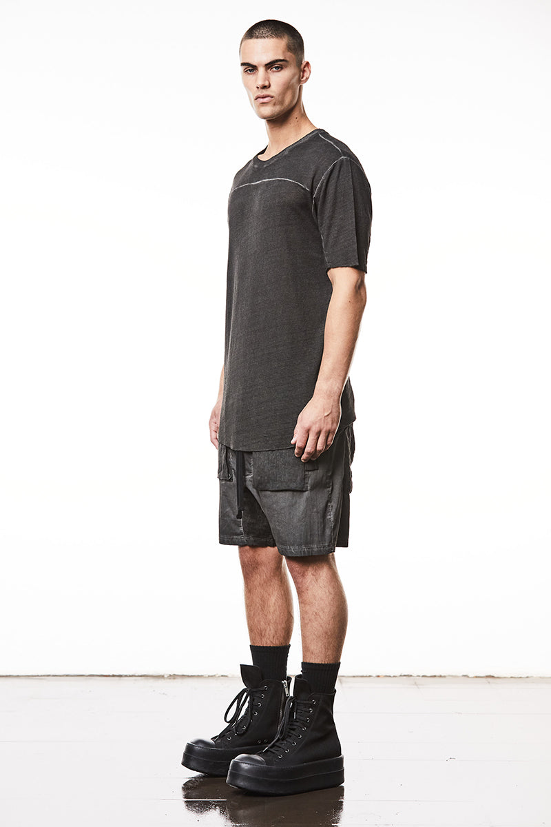 BLACK OIL SOFT LINEN TEE