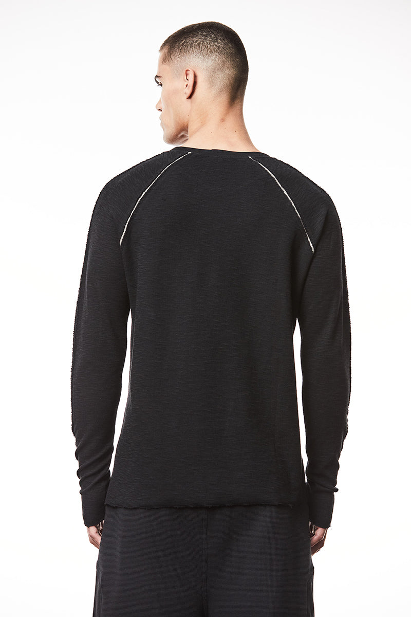 BLACK DOUBLE-FACE LONG SLEEVE TOP