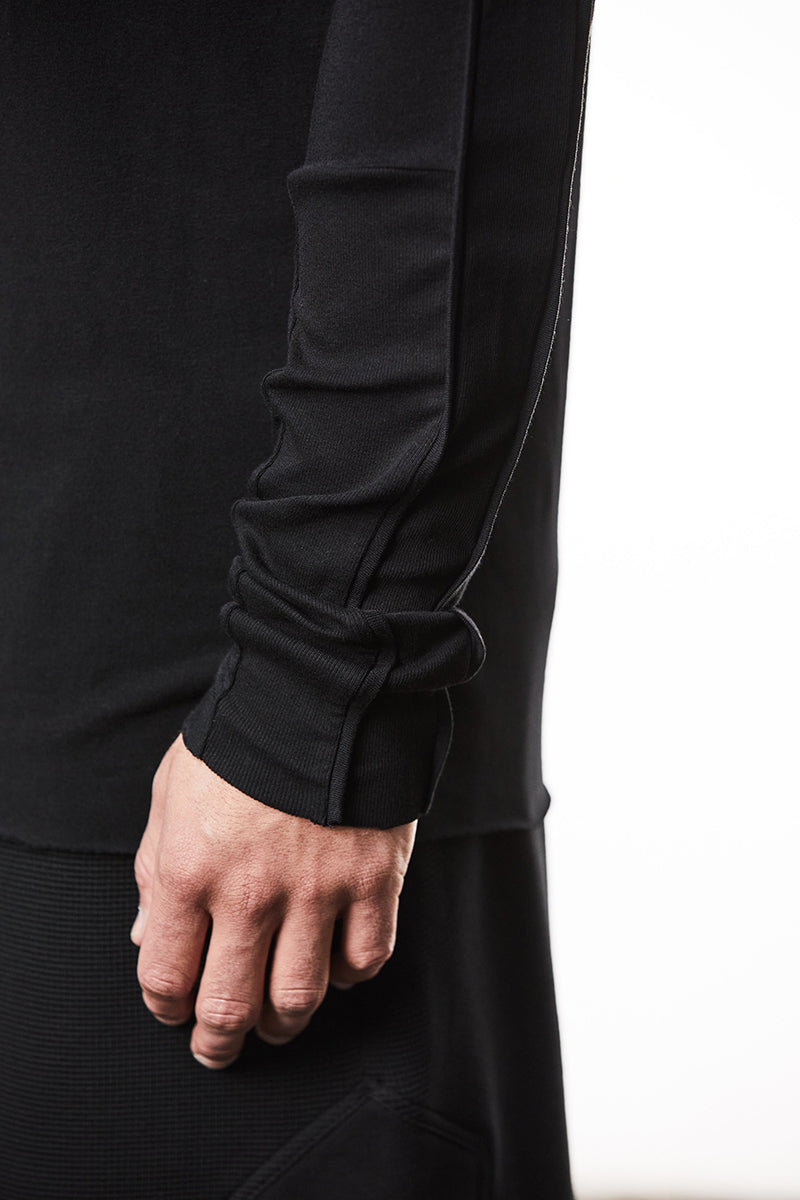 BLACK FLUFFY JERSEY LONG SLEEVE TOP