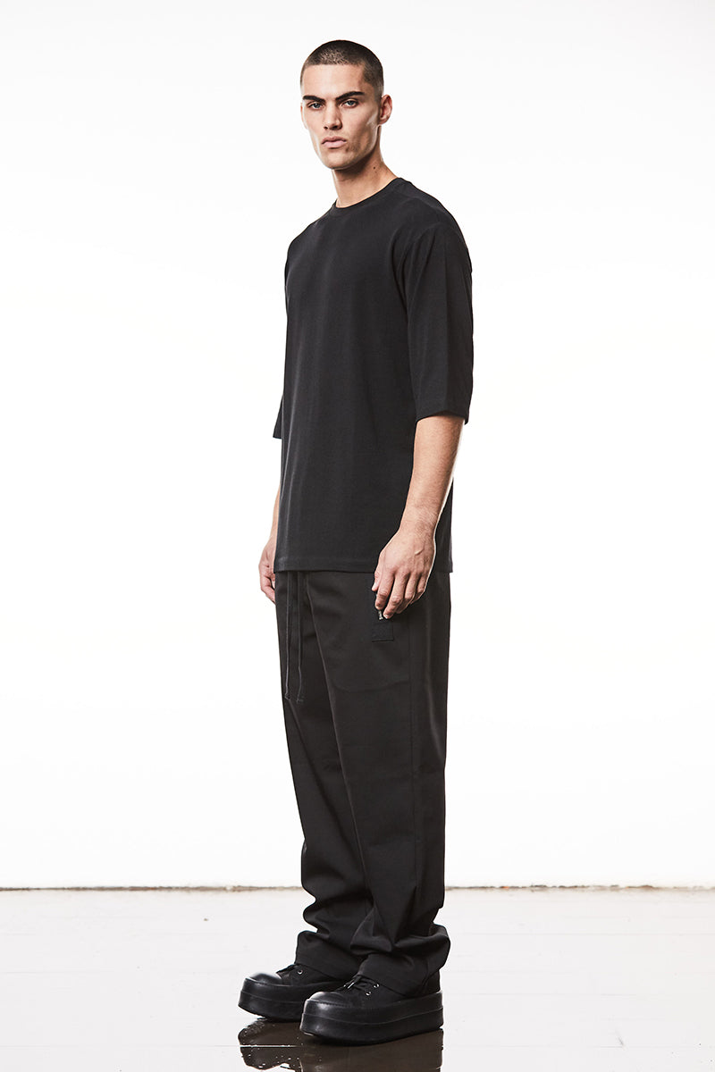 BLACK OVERSIZE FLUFFY JERSEY TOP