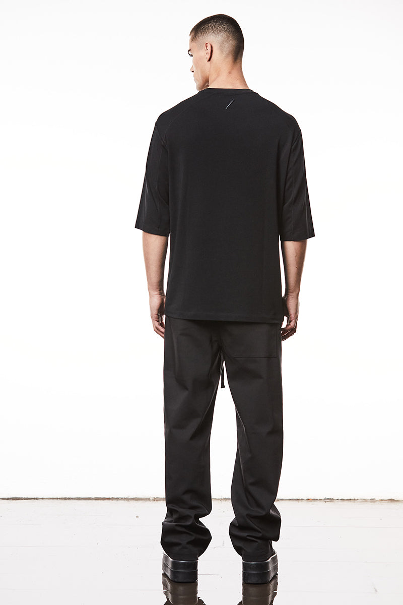 BLACK OVERSIZE FLUFFY JERSEY TOP