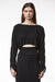 BLACK GATHERED SLEEVES CROPPED TOP