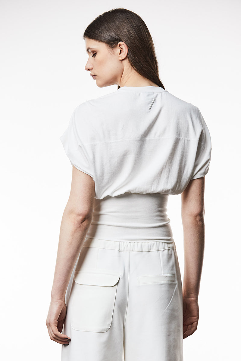 OFF WHITE TAILORED WITH RIB FABRIC TOP