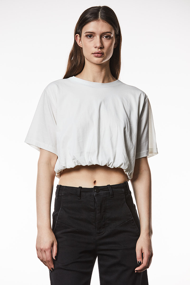 OFF WHITE SOFT JERSEY CROP TOP