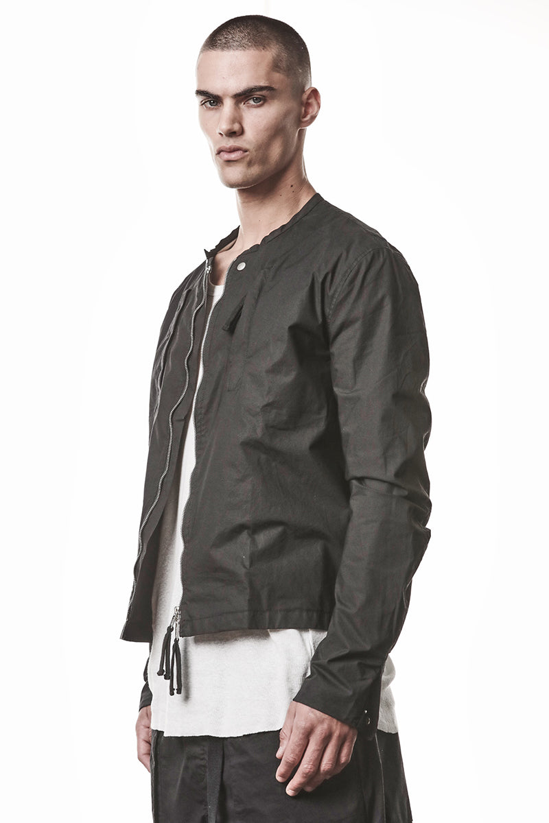 BLACK STRETCH ZIPPED JACKET