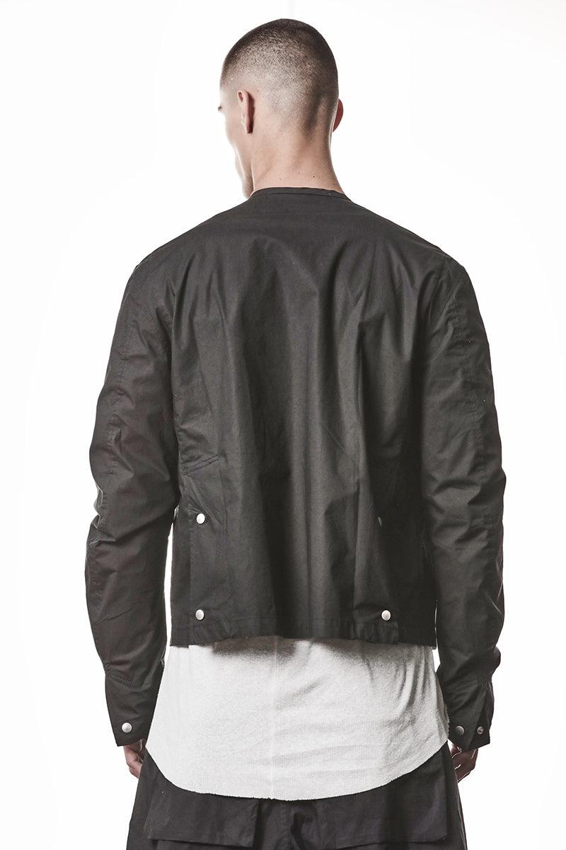 BLACK STRETCH ZIPPED JACKET