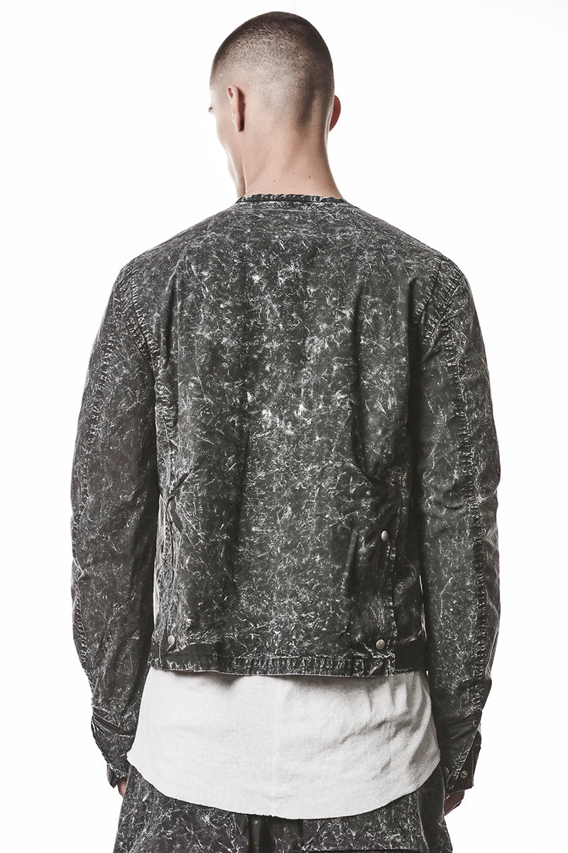 BLACK MARBLE STRETCH ZIPPED JACKET