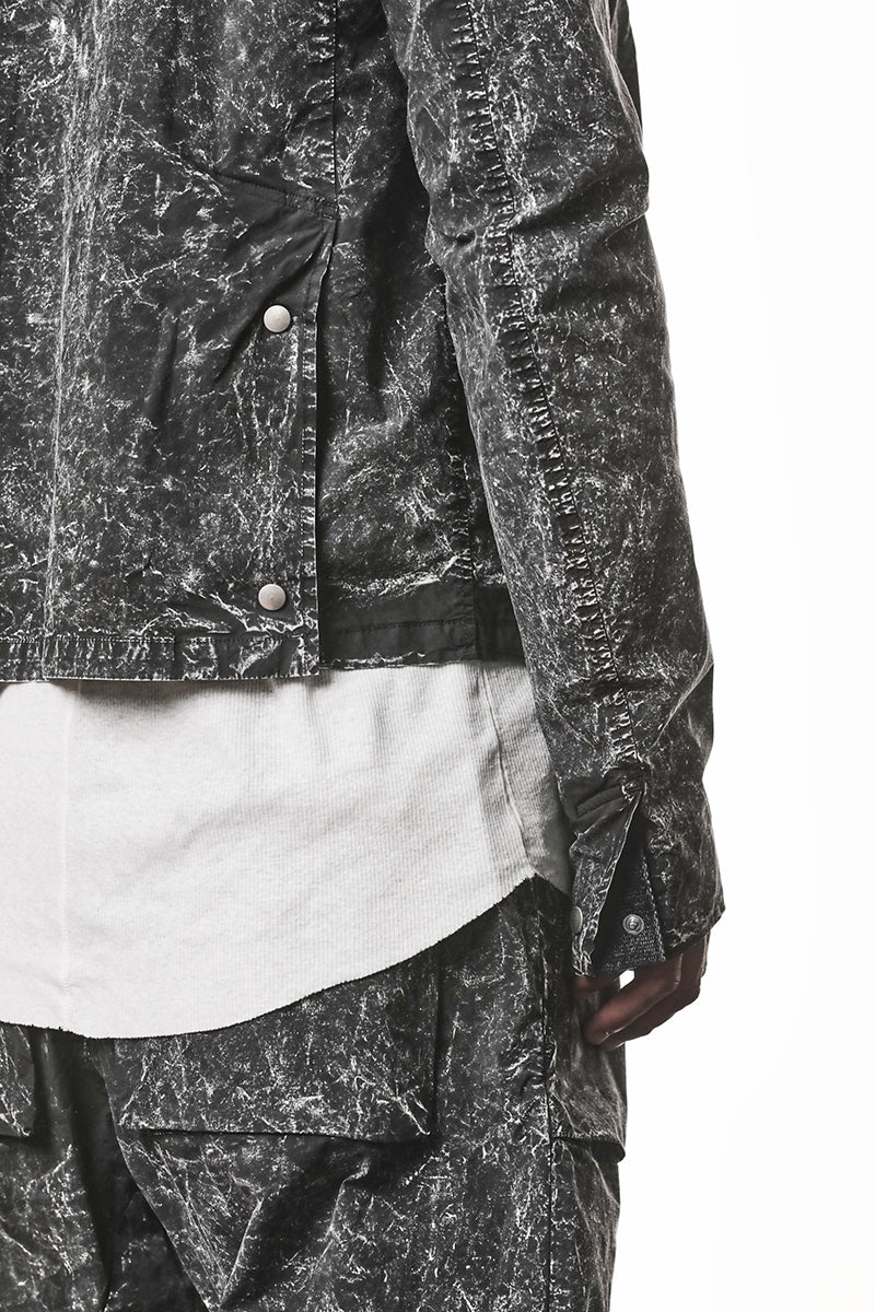 BLACK MARBLE STRETCH ZIPPED JACKET